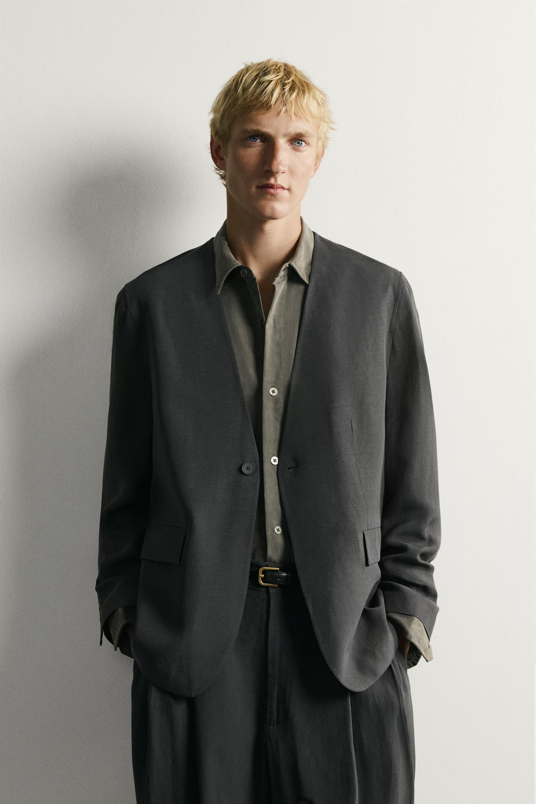 Relaxed-Fit Collarless Blazer